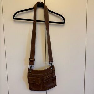 Roots Brown Leather Crossbody Bag